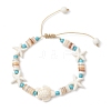 Synthetic Turquoise & Natural Freshwater Shell Beads Braided Bead Bracelets for Women BJEW-JB12024-01-2