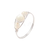 Round Natural Sea Shell Finger Rings RJEW-JR00847-02-2