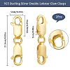 SUNNYCLUE 2Pcs 925 Sterling Silver Double Lobster Claw Clasps STER-SC0001-21G-2