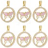 6Pcs Brass Micro Pave Cubic Zirconia Enamel Pendants KK-BBC0020-66-1