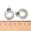 Brass Cubic Zirconia & Glass Stud Earrings EJEW-M048-01P-3