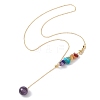 Natural Mixed Gemstone Beaded Larat Necklace with Brass Chains NJEW-JN04509-5