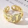 Brass Micro Pave Clear Cubic Zirconia Open Cuff Rings for Women RJEW-K289-02G-J-3