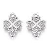 Brass Micro Pave Clear Cubic Zirconia Connector Charms KK-E068-VB338-P-2