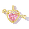 Brass Pave Pink Cubic Zirconia Pendants CU-OY001-63G-1