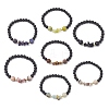 7Pcs Natural Mixed Stone Chips & Round Beaded Stretch Bracelets Set for Women BJEW-JB11130-1