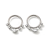 304 Stainless Steel Clear Cubic Zirconia Horse Eye Hoop Nose Rings AJEW-D306-11P-1
