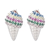 Brass Micro Pave Cubic Zirconia Stud Earrings EJEW-Q015-16P-4