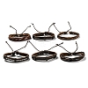 6Pcs 6 Style Adjustable Braided Imitation Leather Cord Bracelet Set BJEW-F458-09-2