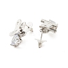 Clear Cubic Zirconia Heart Clasp Stud Earring with 925 Sterling Silver Pins EJEW-A084-02P-3