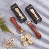 Brass Wax Seal Stamp with Rosewood Handle AJEW-WH0412-0347-5