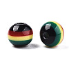 Ghana Jamaica Reggae Stripe Resin Beads X-RESI-N026-001B-01-3