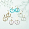 Glass Braided Ring Dangle Earrings EJEW-JE04983-2