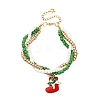 Christmas Alloy Enamel Charm Bracelets BJEW-JB12482-02-2