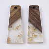 Transparent Resin & Walnut Wood Pendants X-RESI-S358-59-A01-1