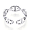 304 Stainless Steel Oval Open Cuff Ring RJEW-N040-37-3