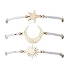 3Pcs 3 Styles Moon & Star & Sun Glass Seed Braided Beaded Bracelet Sets for Women BJEW-MZ00128-3