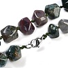 Natural Indian Agate Nuggets Beaded Necklaces for Women Men NJEW-K388-01T-3