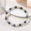 Natural Lapis Lazuli and Glass Round Beads Stretch Bracelets for Women Men BJEW-JB13516-1