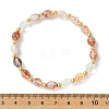 Rice Natural Ferruginous Quartz & Round Brass Beads Stretch Bracelets for Women BJEW-JB13817-4