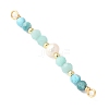 Faceted Round Natural Amazonite & Apatite & Potato Natural Cultured Freshwater Pearl Beaded Connector Charms PALLOY-JF03531-05-2