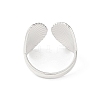 304 Stainless Steel Shell Shape Open Cuff Rings RJEW-S418-01P-3