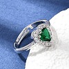 Brass Micro Pave Clear Cubic Zirconia Cuff Open Rings CU-CBA5C10-16P-2