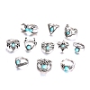 11Pcs 11 Style Synthetic Turquoise Finger Rings Set AJEW-PW0005-04AS-1