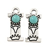 Synthetic Turquoise & Alloy Pendants PALLOY-H146-01AS-I-1