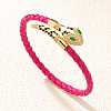 Alloy Cubic Zirconia & Enamel Braided Syntheti Leather Cord Cuff Bangles FS-WG13903-03-1