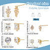 10Pcs 5 Style Brass with Cubic Zirconia Stud Earring Findings DIY-AN0001-14-2