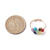 Natural & Synthetic Mixed Gemstone Round Beaded Chakra Theme Fringer Ring RJEW-TA00107-3