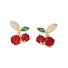 Brass Pave Cubic Zirconia Stud Earrings for Women EJEW-A126-03G-2