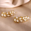 Brass Pave Cubic Zirconia Stud Earrings for Women KK-CBADCD7-01G-2