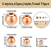 75Pcs 5 Styles Rack Plating Brass Spacer Beads KK-LP0001-07RG-2