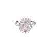 Non-Tarnish 304 Stainless Steel Flat Round with Initial Letter Open Cuff Ring for Men Women RJEW-S405-246P-C-1