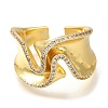 Rack Plating Brass Micro Pave Cubic Zirconia Open Cuff Rings for Women RJEW-M022-20G-2