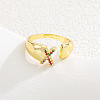 Brass Micro Pave Colorful Cubic Zirconia Cuff Open Rings FS-WG163C1-24-1