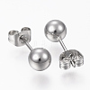 Tarnish Resistant 201 Stainless Steel Ball Stud Earrings STAS-P179-02P-4mm-2