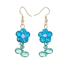 Lampwork Flower & Glass Flower of Life Dangle Earrings EJEW-TA00144-2