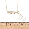 Handmade Lampwork & Cultured Freshwater Pearl Flower Pendant Brass Cable Chain Necklaces for Women NJEW-TA00259-4