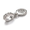 Brass Micro Pave Clear Cubic Zirconia European Dangle Charms ZIRC-H119-03-4