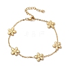 304 Stainless Steel Flower Link Bracelets BJEW-G765-04G-4