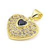 Heart Rack Plating Brass Micro Pave Cubic Zirconia Charms KK-Z053-17G-05-2