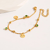Fashionable Casual Real 18K Gold Plated Brass Pave Lime Green Cubic Zirconia Moon Charm Bracelets for Women JH7788-1