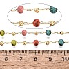 Handmade Brass & Glass Beaded Link Chains CHC-Q021-02A-G-3