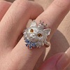 Alloy Rhinestone Cuff Open Rings WG3624E-01-1