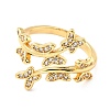 Brass Micro Pave Cubic Zirconia Cuff Ring RJEW-F116-32G-1