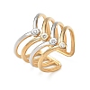 Multi Layer 304 Stainless Steel Micro Pave Cubic Zirconia Cuff Open Rings for Women CU-CBAD24F-03GP-2