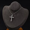 304 Stainless Steel & Plastic Pearl Cross Pendant Round Snake Chain Necklaces for Women STAS-Z114-20P-3